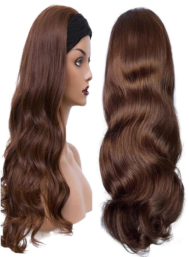 higher Headband Wig Human Hair Body Wave 16 Inch Chocolate Brown Glueless None Lace Front Wig Brazilian Virgin Human Hair Wigs Wear and Go Wigs for Black Women 150% Density Wigs - Image 3